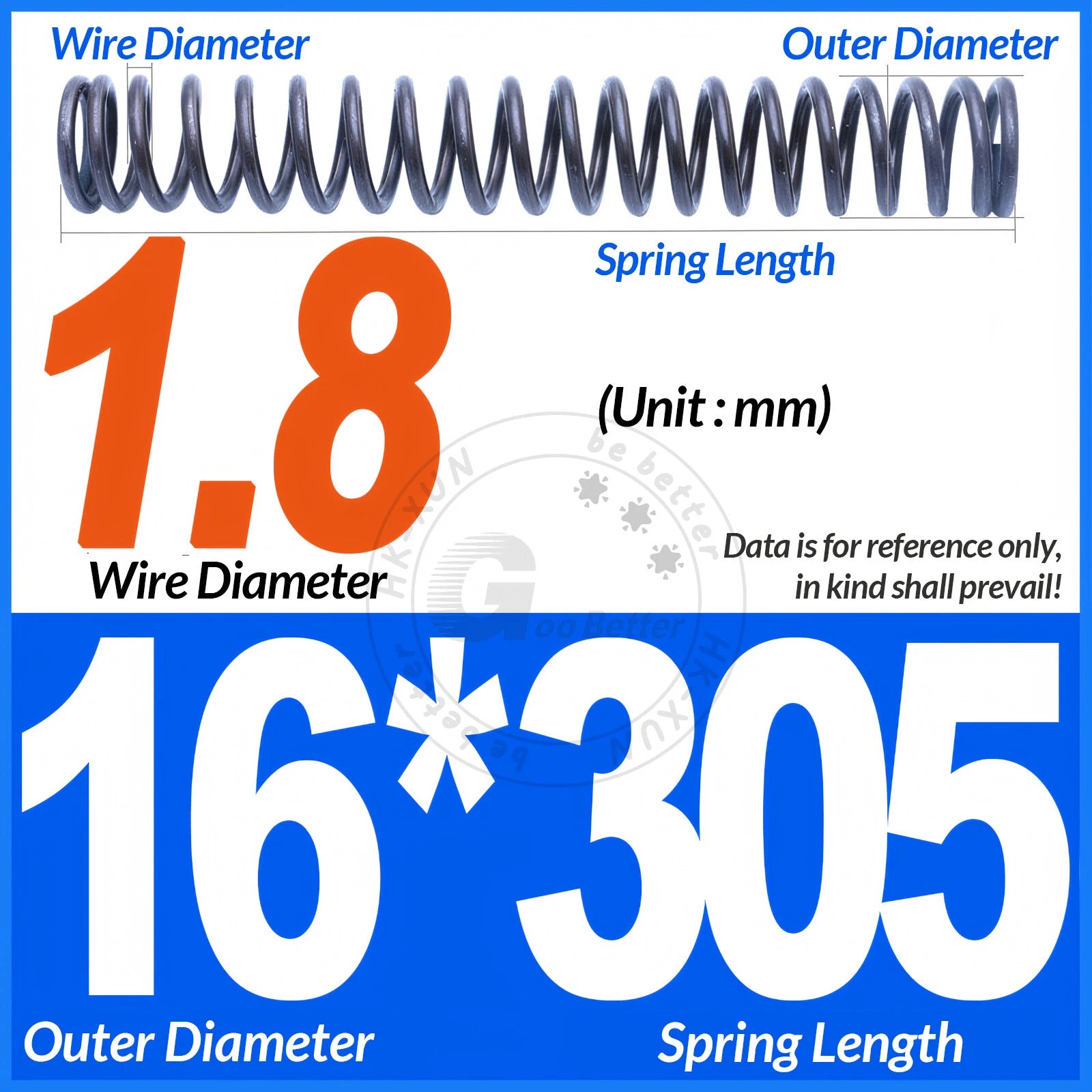 Length 305mm Compression Spring Pressure Springs OD 3-60mm Wire Dia 0.3mm-6.0mm