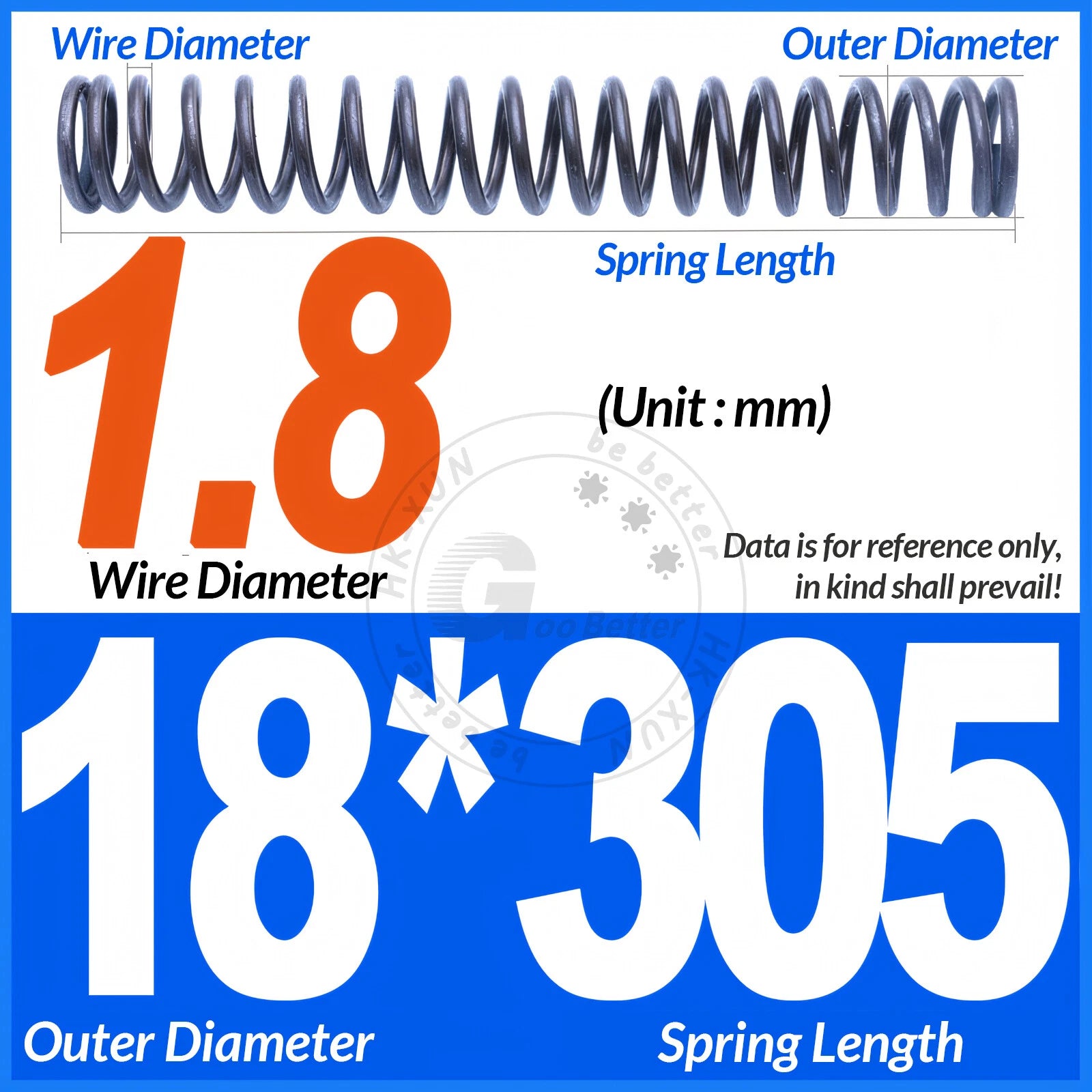 Length 305mm Compression Spring Pressure Springs OD 3-60mm Wire Dia 0.3mm-6.0mm