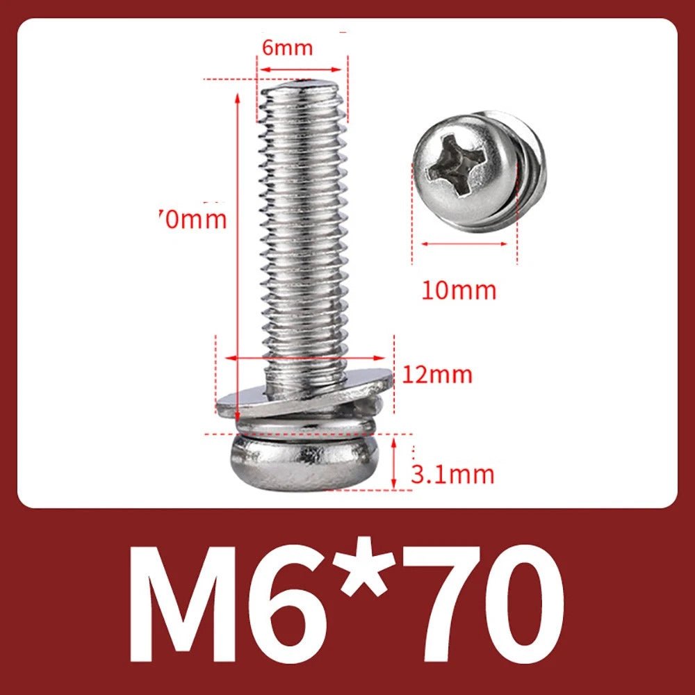 M2–M10 Phillips Button Head Machine Screws — 304 Stainless Steel - HomeDIYer