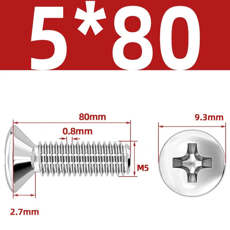Phillips Oval Head Machine Screws Stainless Steel — M1.6 to M10, All Sizes
