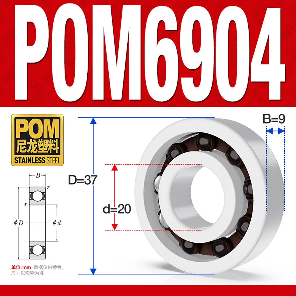 POM Plastic Bearing Glass Ball Miniature Deep Groove Ball Bearings Various Sizes