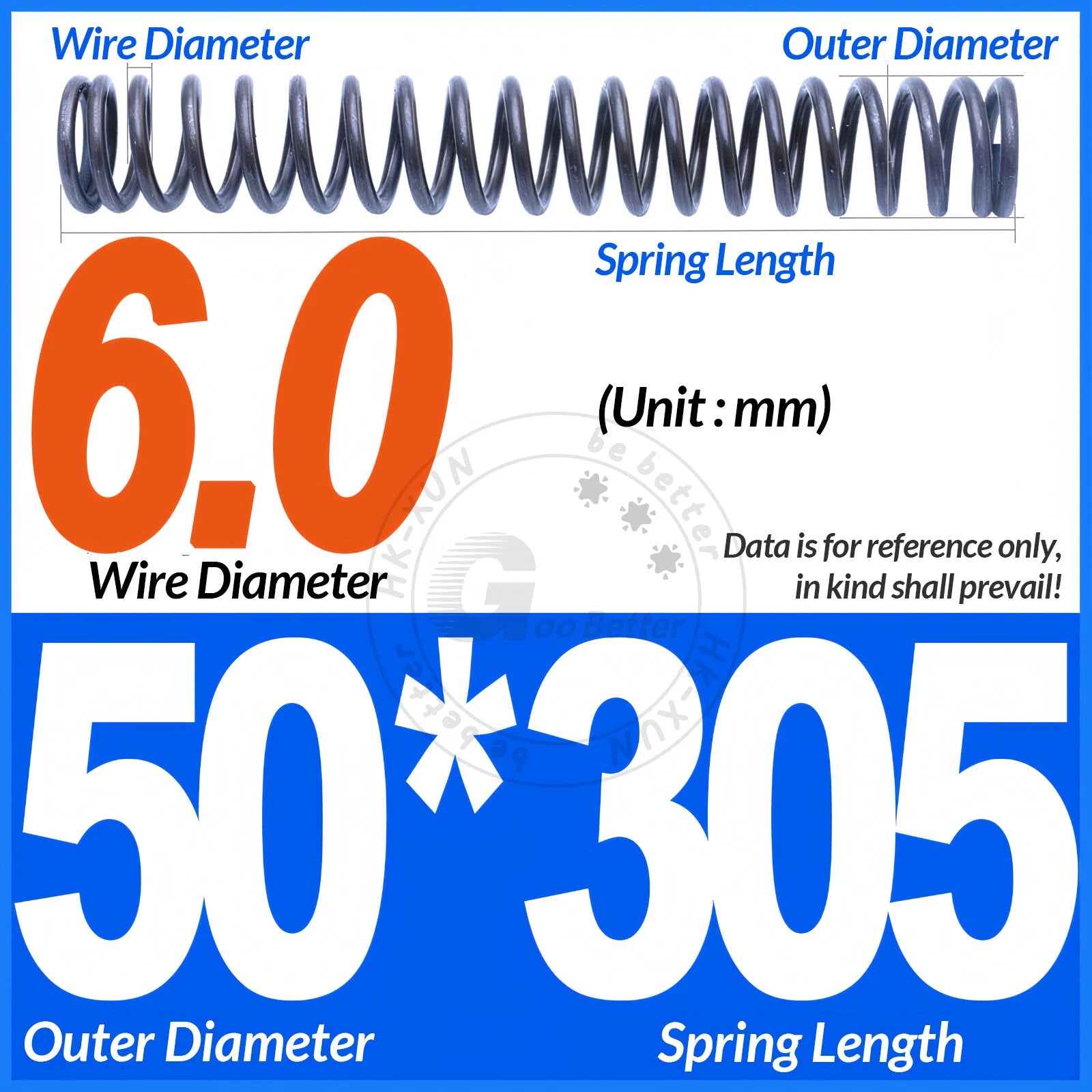 Length 305mm Compression Spring Pressure Springs OD 3-60mm Wire Dia 0.3mm-6.0mm