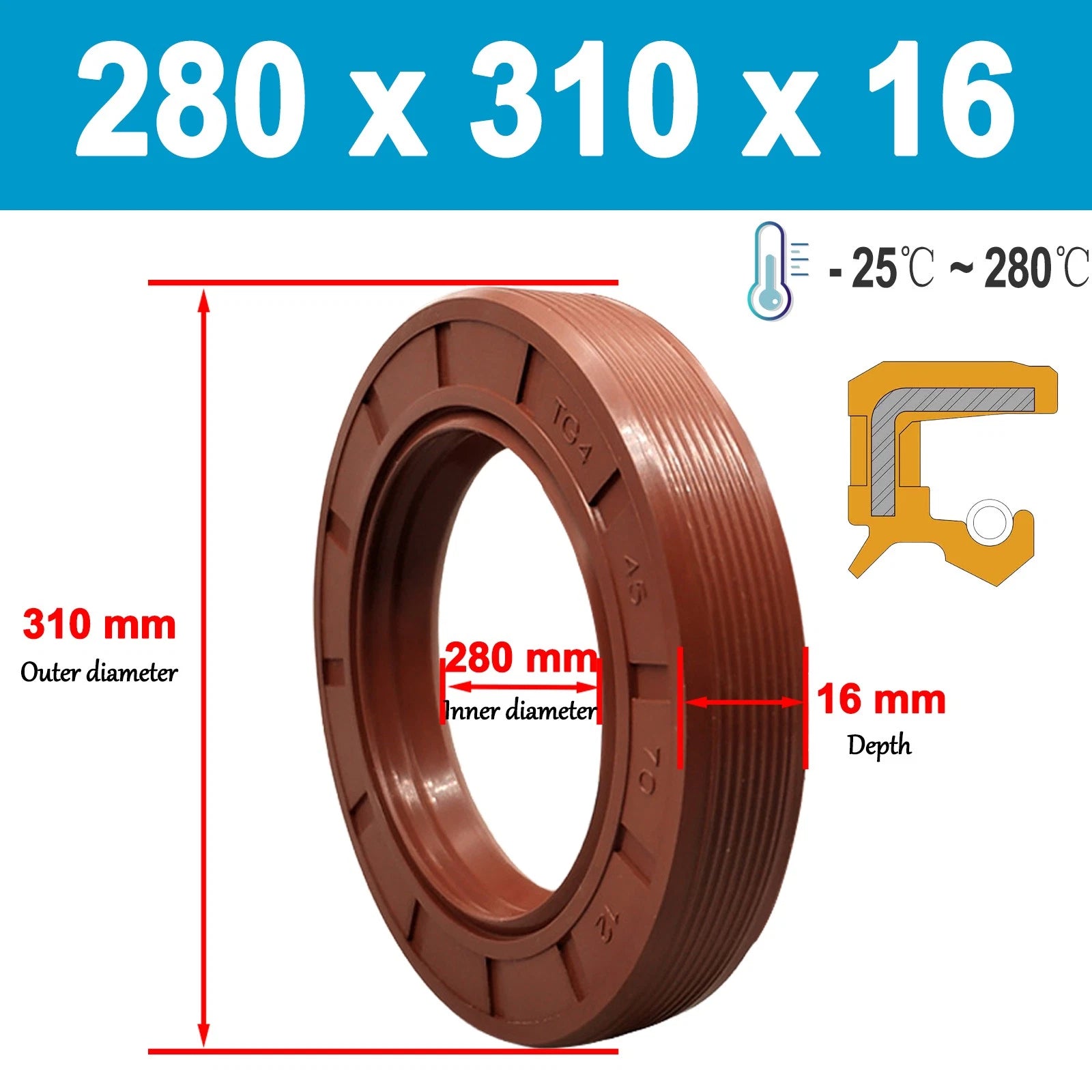 Metric Oil Shaft Seal 200mm - 250mm Dust Grease Seal TC Double Lip w Spring