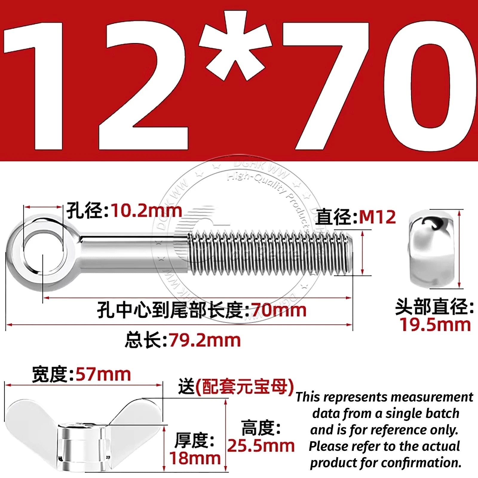 Eye Bolts with Nut — Forged Stainless Steel Threaded Ring Hanging Screws