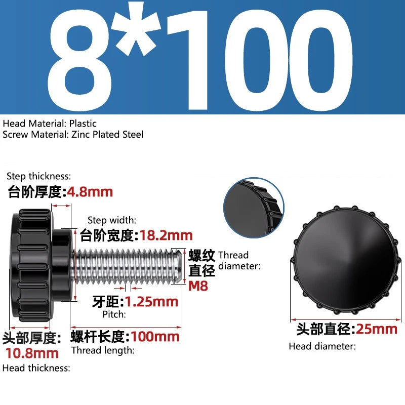 M3-M8 A2/304 Stainless Steel Plastic Knob Thumb Screws Hand Twist DIY Machinery