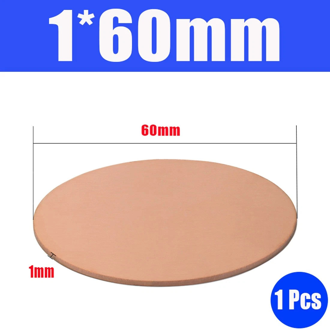 Thick 0.5-1.5mm Solid 99% Pure Copper Blanks Discs Ø 10-300mm Round Plate Metal