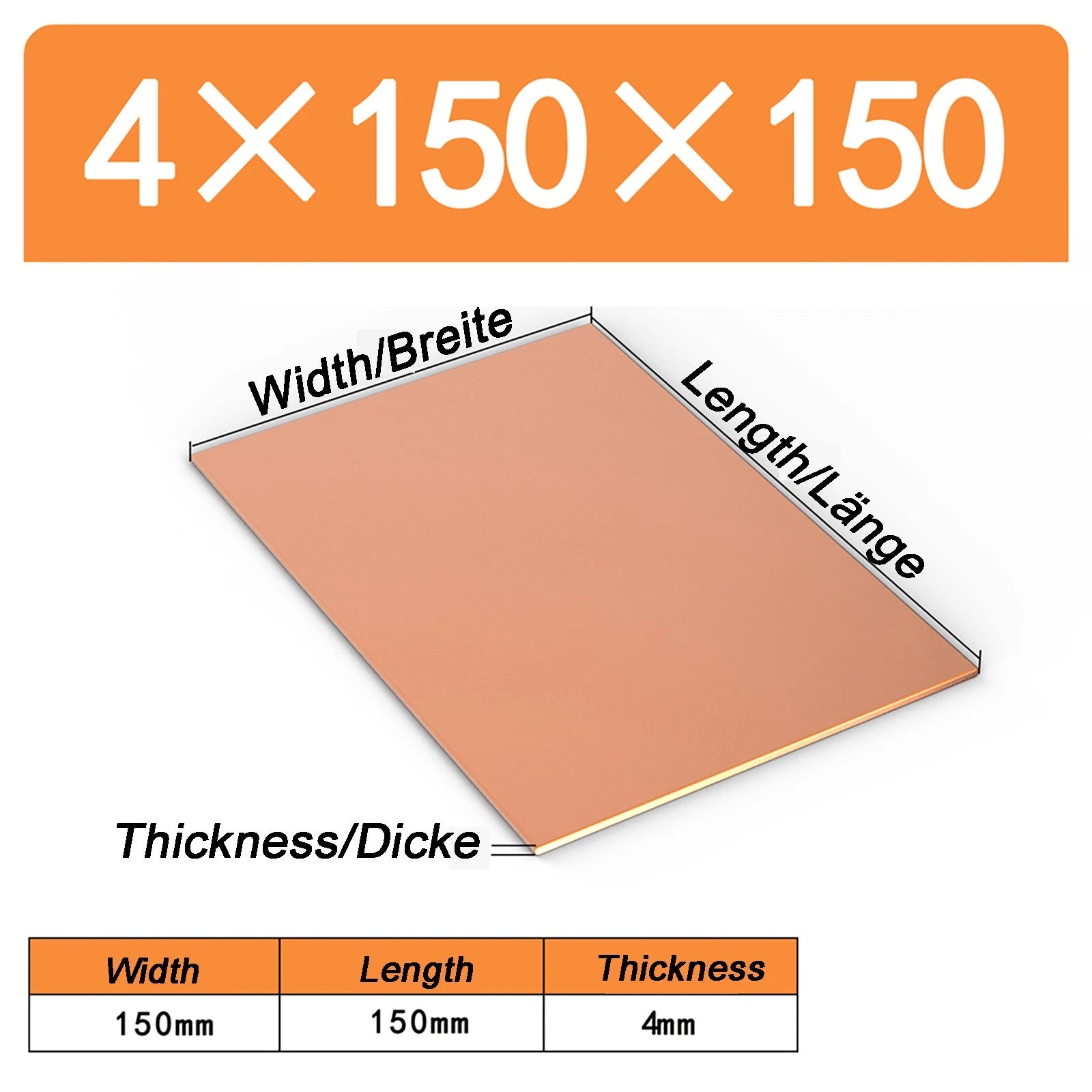Natural Copper Sheet Metal guillotine cut - 0.3mm - 6.0mm - Multiple