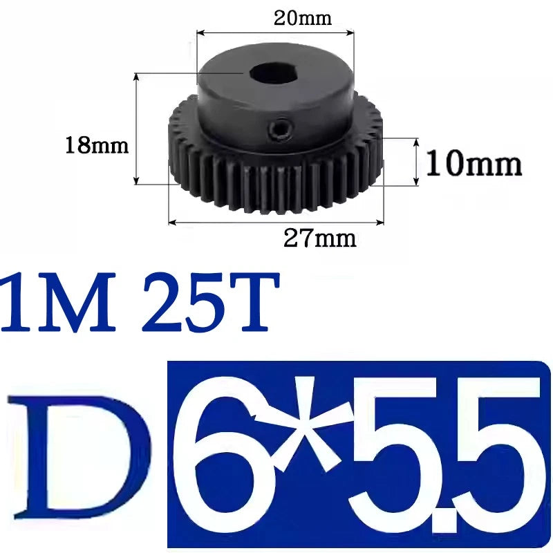 Spur Gears 1 Mod Transmission Gear With Step 45# Steel Pinion Motor Gear 10T~29T