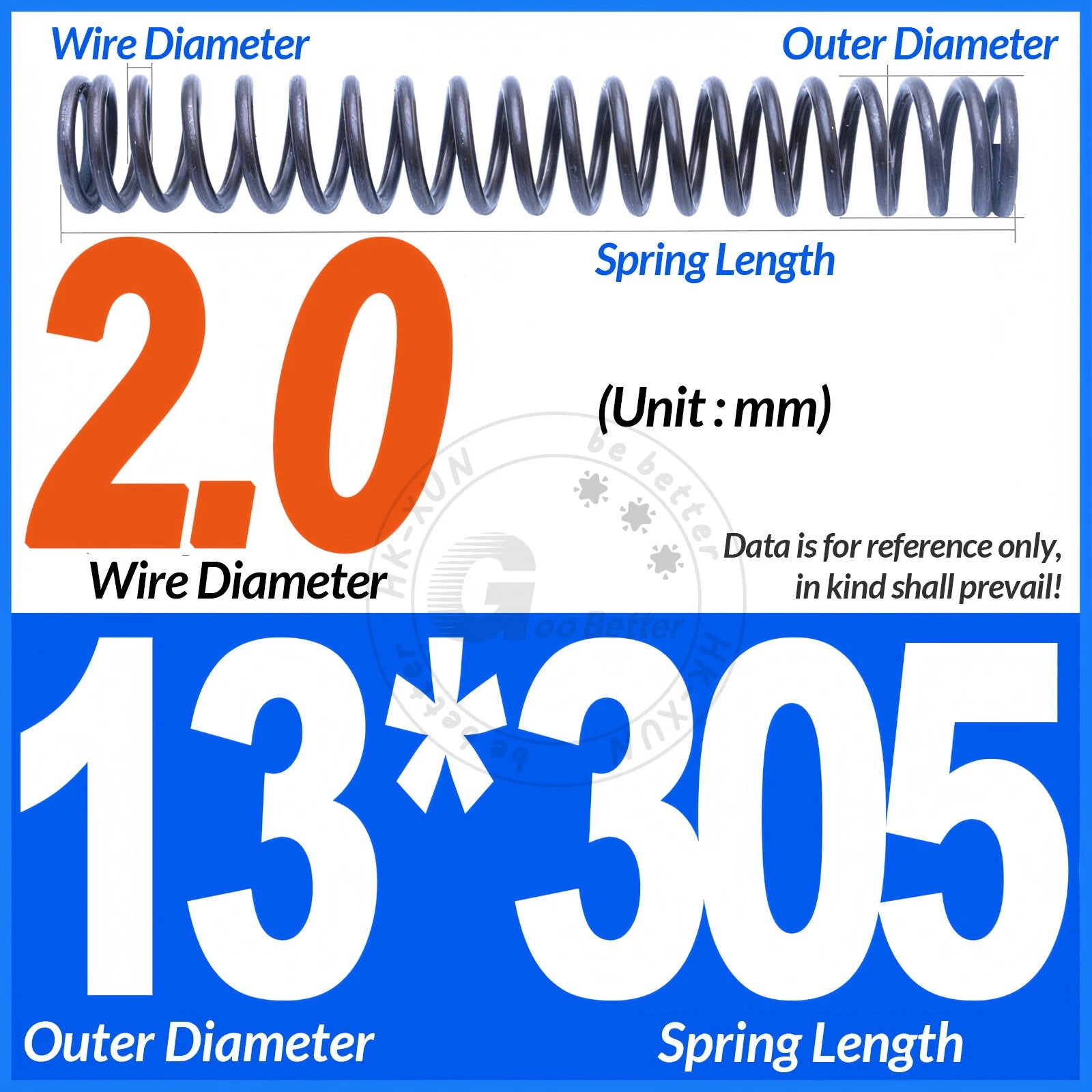 Length 305mm Compression Spring Pressure Springs OD 3-60mm Wire Dia 0.3mm-6.0mm