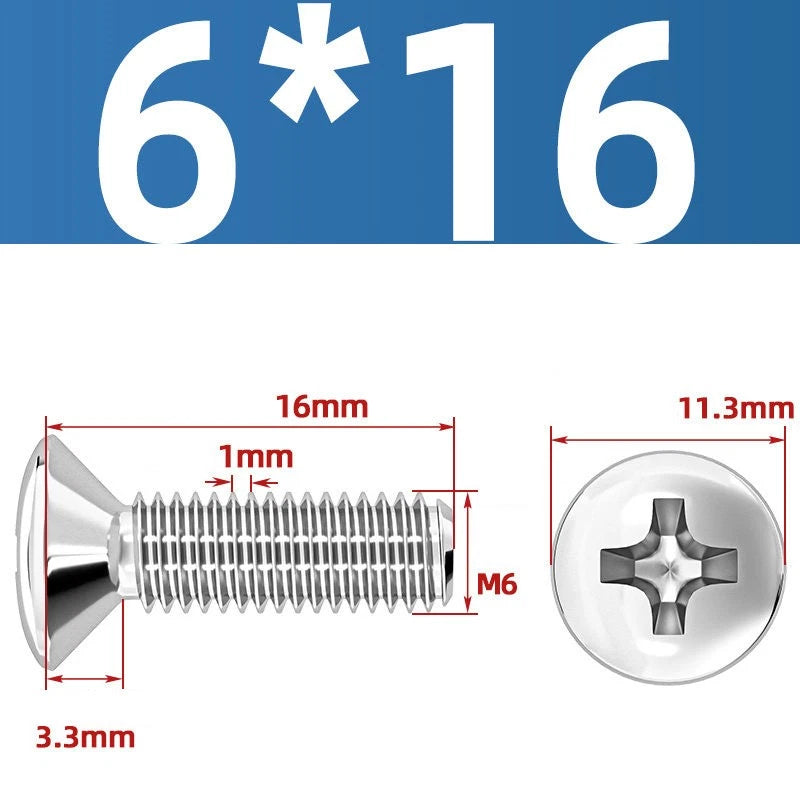 Phillips Oval Head Machine Screws Stainless Steel — M1.6 to M10, All Sizes