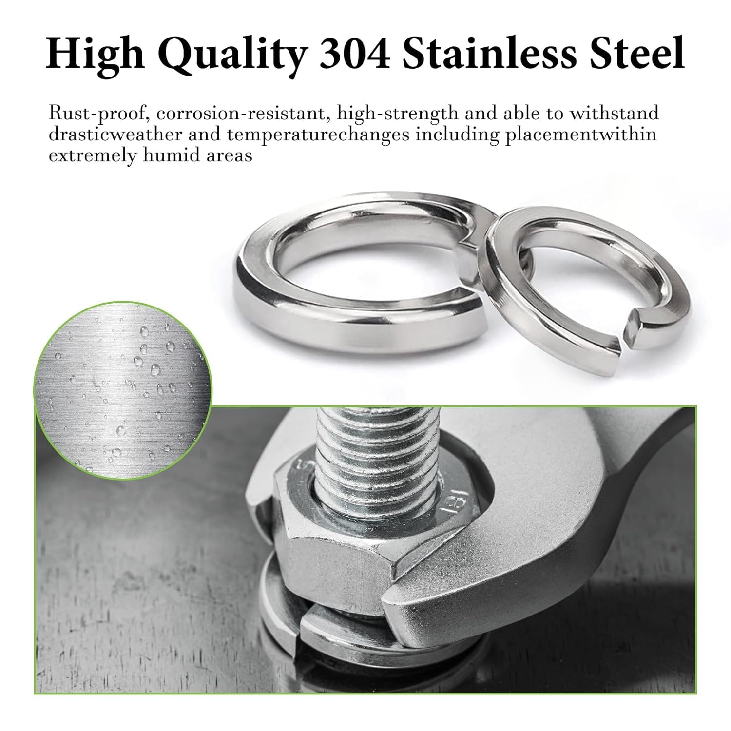 10Pcs Spring Lock Washers Metric Split Lock Washer Set,304 Stainless Steel Lock Washers for Screws Bolts