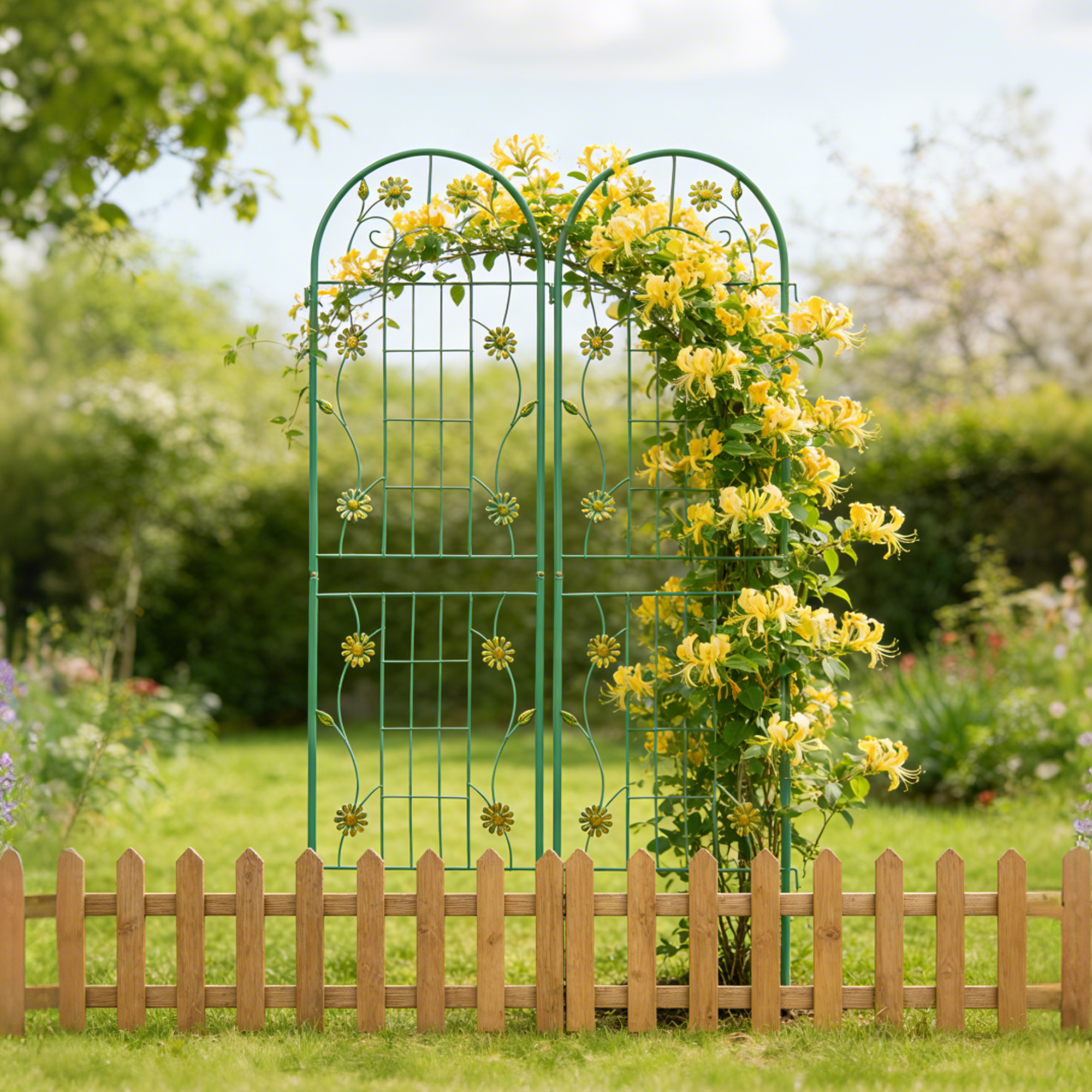 2 Pack Metal Garden Trellis 71" x 19.7" Rustproof Trellis for Climbing Plants Outdoor Flower Support Green