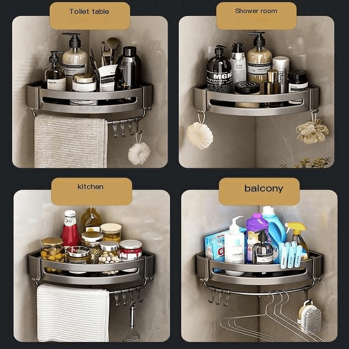 1 Corner Shower Shelf Caddy Adhesive No Drilling Bathroom Shampoo Holder Storage - HomeDIYer