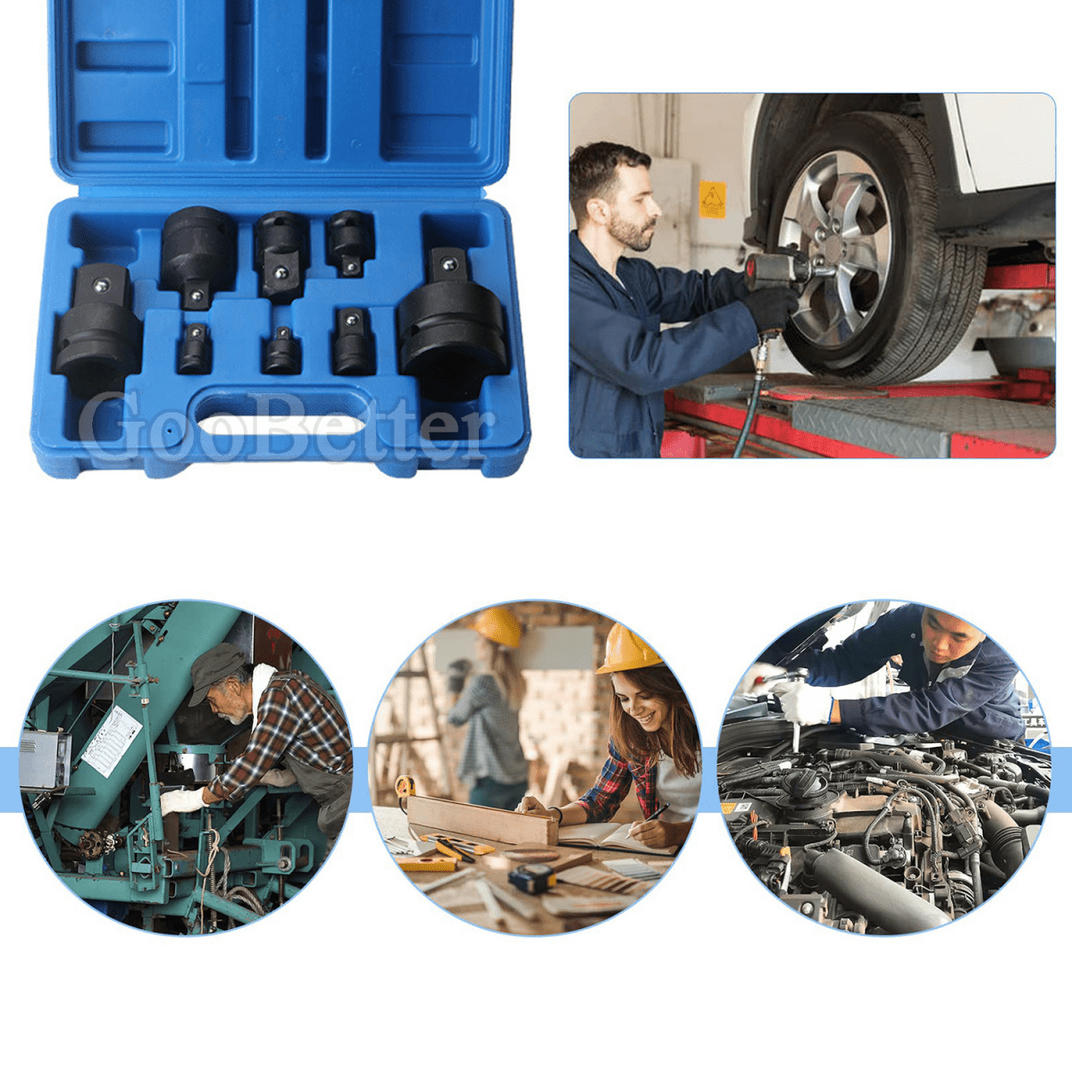 8Pcs Impact Socket Adaptor Reducer Set 1/4" 3/8" 1/2" 3/4" 1" Convertor Adaptors - HomeDIYer