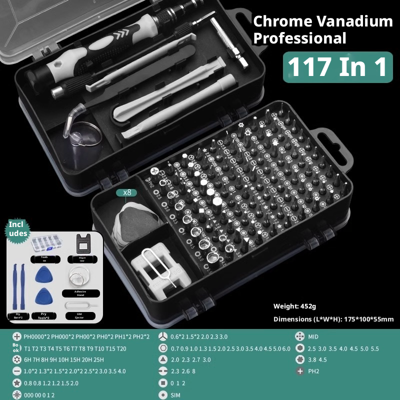 Precision Electronics Repair Tool Kit — 45/86/117/138-in-1 with Bits & Auxiliary Tools