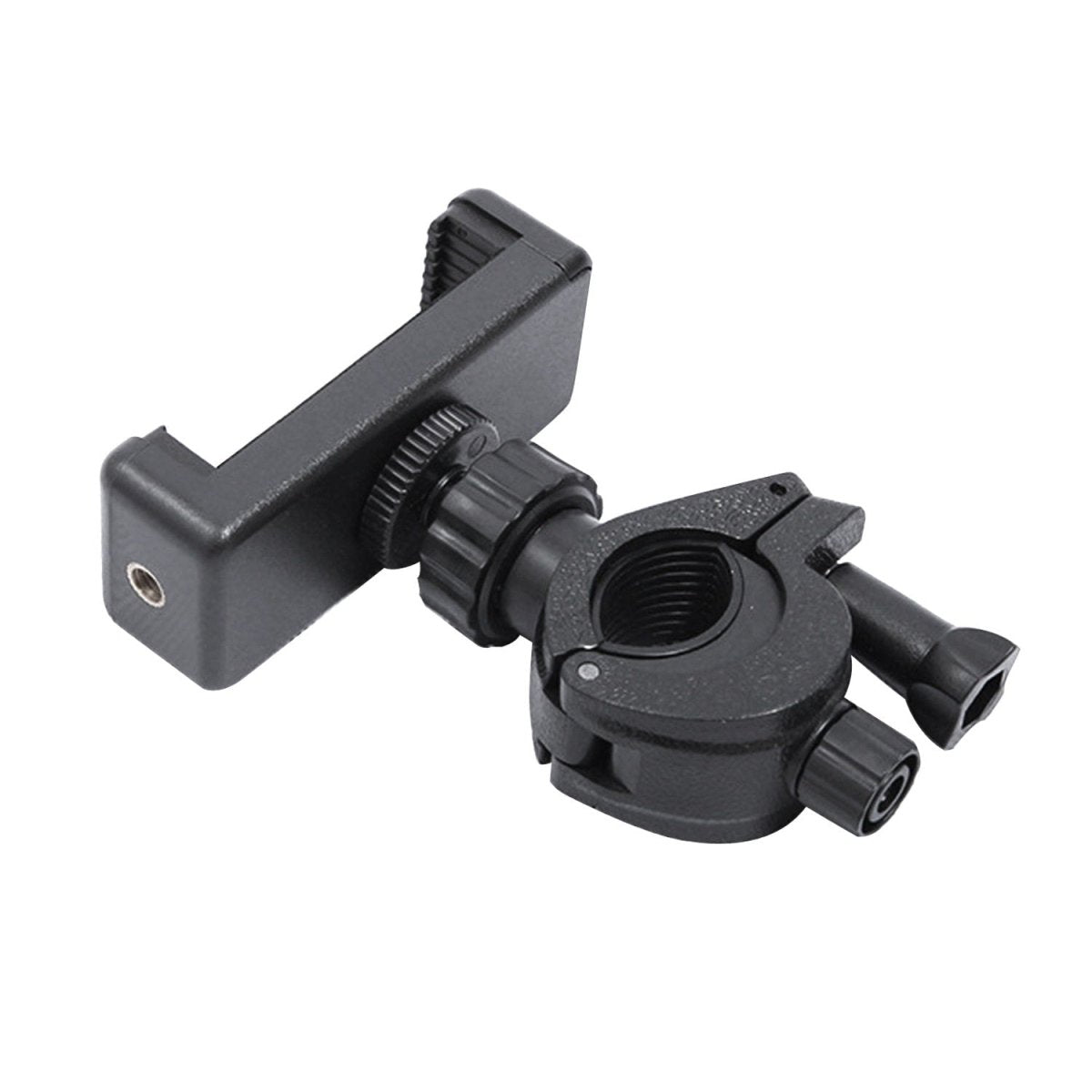 Bike Handlebar Clamp Mount with 1/4" Ball Head — 360° Rotating, Fits 15–30mm Tubes - HomeDIYer