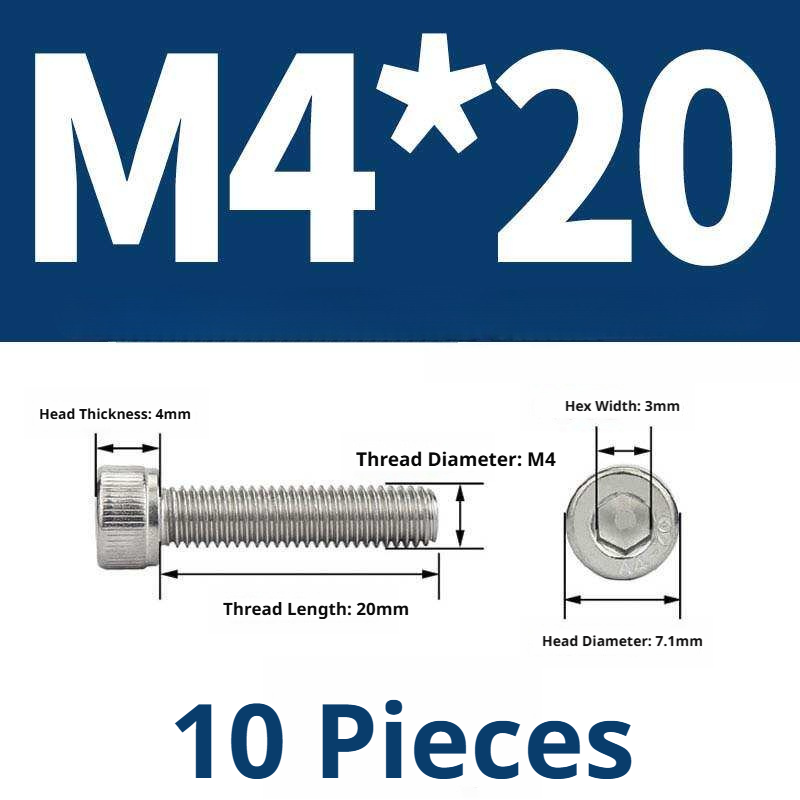 316 Stainless Steel Socket Head Cap Screws – Hex Allen Bolt, M2–M20, GB/T Standard, 4.8 Grade