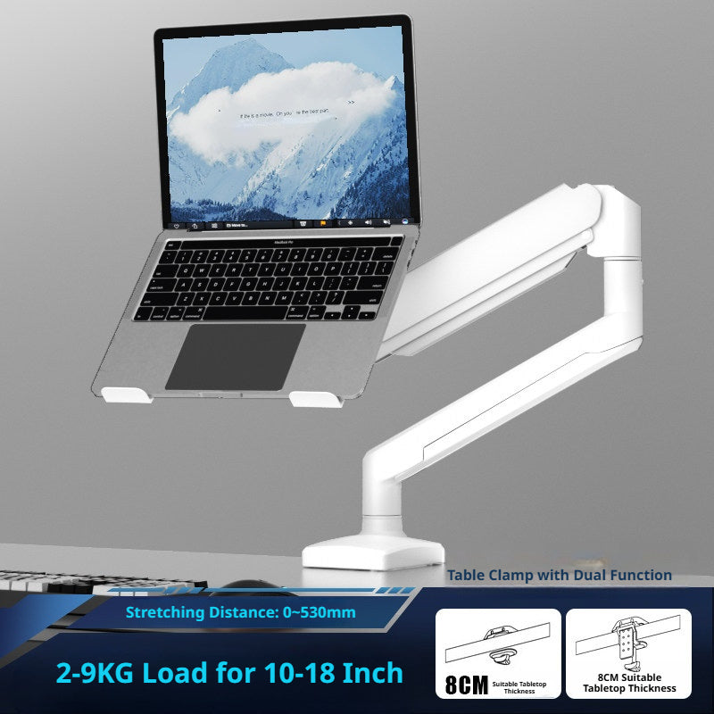 Laptop Desk Mount Arm with Tray – Gas Spring, 10–18 Inch, 3-Axis Adjustable, Clamp & Grommet Base