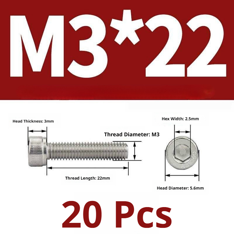 316 Stainless Steel Socket Head Cap Screws – Hex Allen Bolt, M2–M20, GB/T Standard, 4.8 Grade