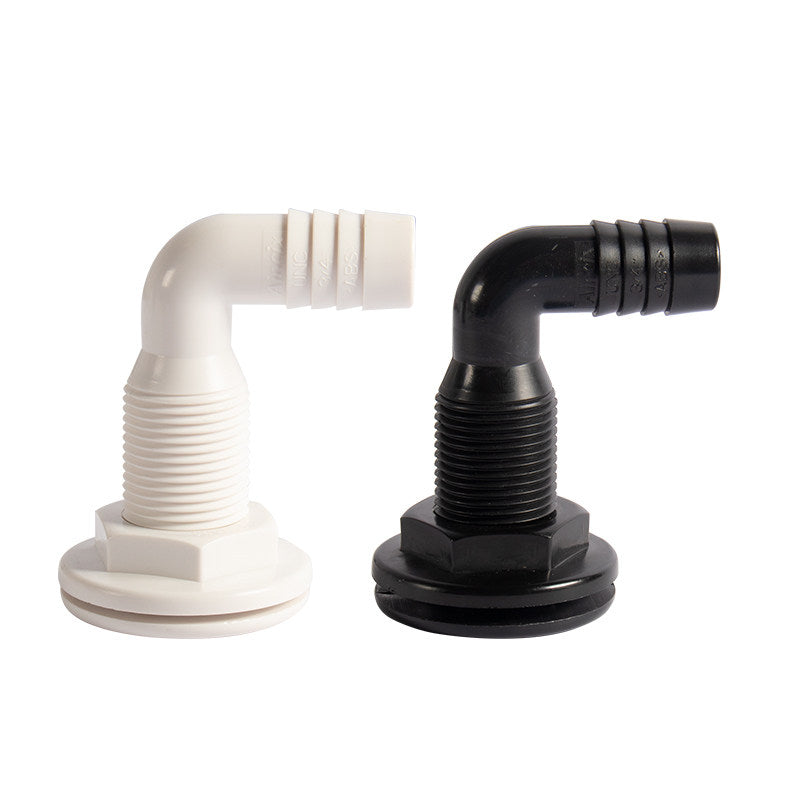 90° Marine Thru-Hull Drain Fitting with Check Valve — Bilge & Waste Water Elbow Outlet