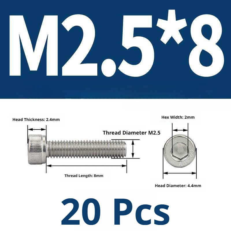 316 Stainless Steel Socket Head Cap Screws – Hex Allen Bolt, M2–M20, GB/T Standard, 4.8 Grade
