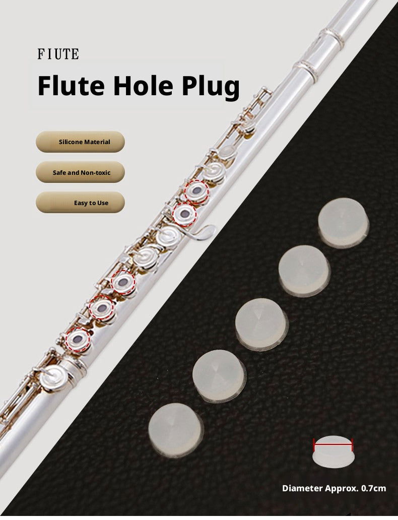 Universal Flute Open‑Hole Silicone Plugs – Set of 6 (5 + 1 Free), for Tone Key Covers