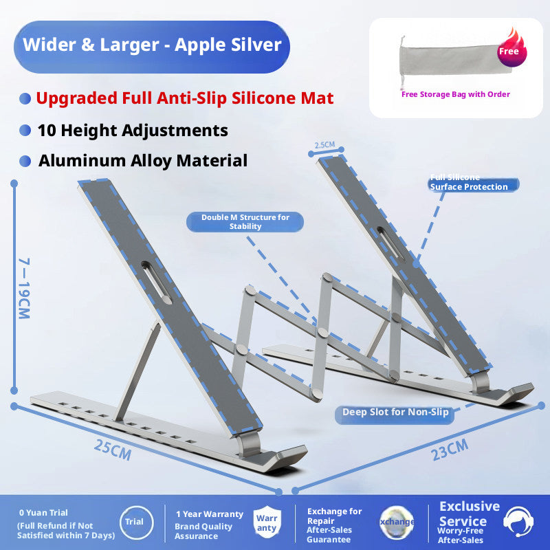 Aluminum Laptop Stand Foldable – 6-Level Height Adjustable Riser with Anti-Slip Silicone, Fits 10–17" Laptops, Compatible with MacBook, Dell, ASUS, HP