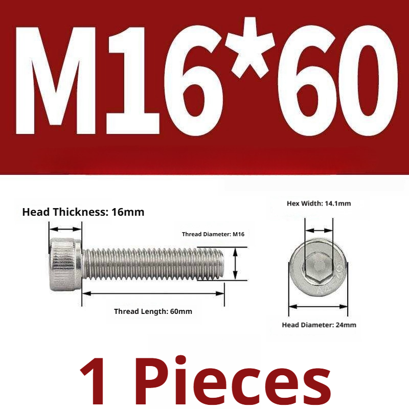 316 Stainless Steel Socket Head Cap Screws – Hex Allen Bolt, M2–M20, GB/T Standard, 4.8 Grade