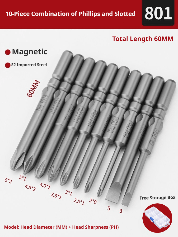 S2 Steel Magnetic Screwdriver Bit Set – Extended 5mm/6mm Bits for Laptop, PC & Electronics Repair - HomeDIYer