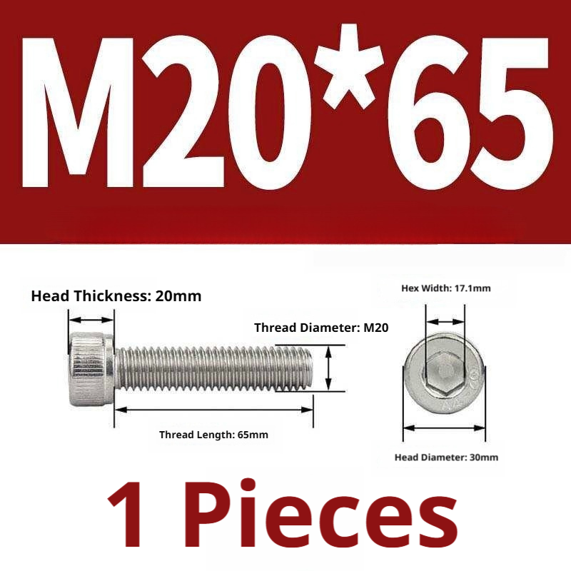 316 Stainless Steel Socket Head Cap Screws – Hex Allen Bolt, M2–M20, GB/T Standard, 4.8 Grade