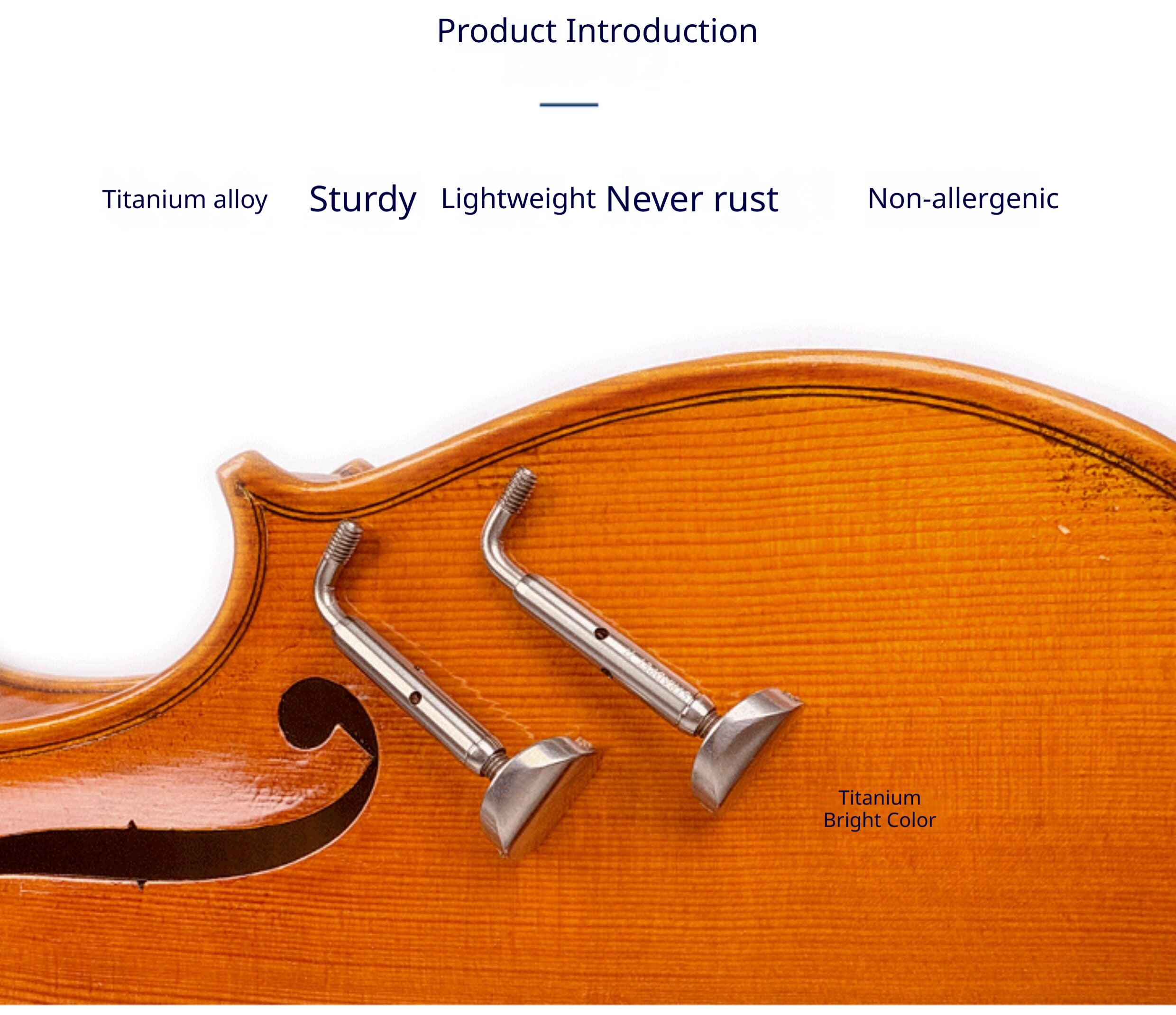 Greyhound STRADPET Titanium Violin Chinrest Screw – Hook Type, 8.5g, Rust‑Free (4/4)