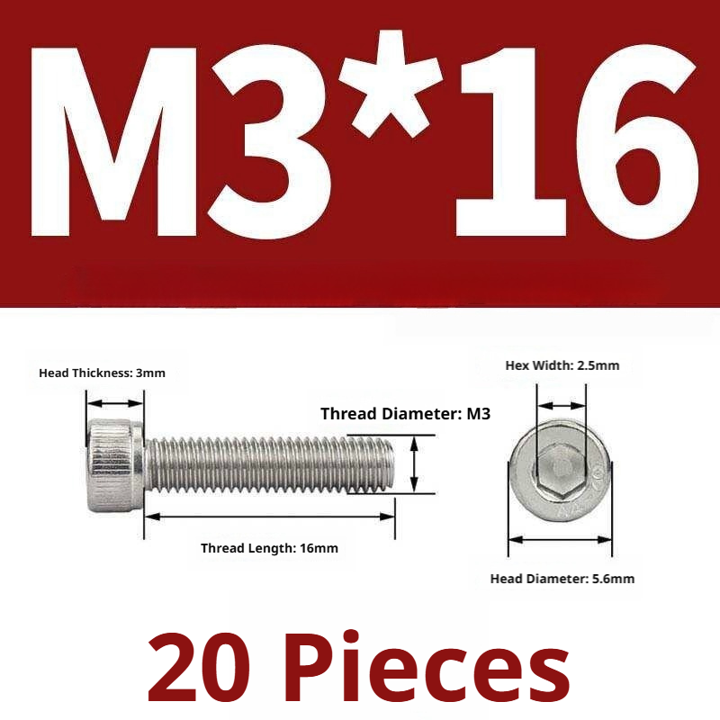 316 Stainless Steel Socket Head Cap Screws – Hex Allen Bolt, M2–M20, GB/T Standard, 4.8 Grade