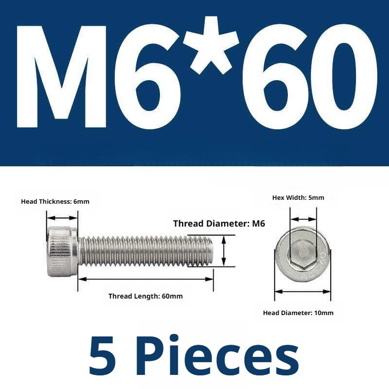 316 Stainless Steel Socket Head Cap Screws – Hex Allen Bolt, M2–M20, GB/T Standard, 4.8 Grade