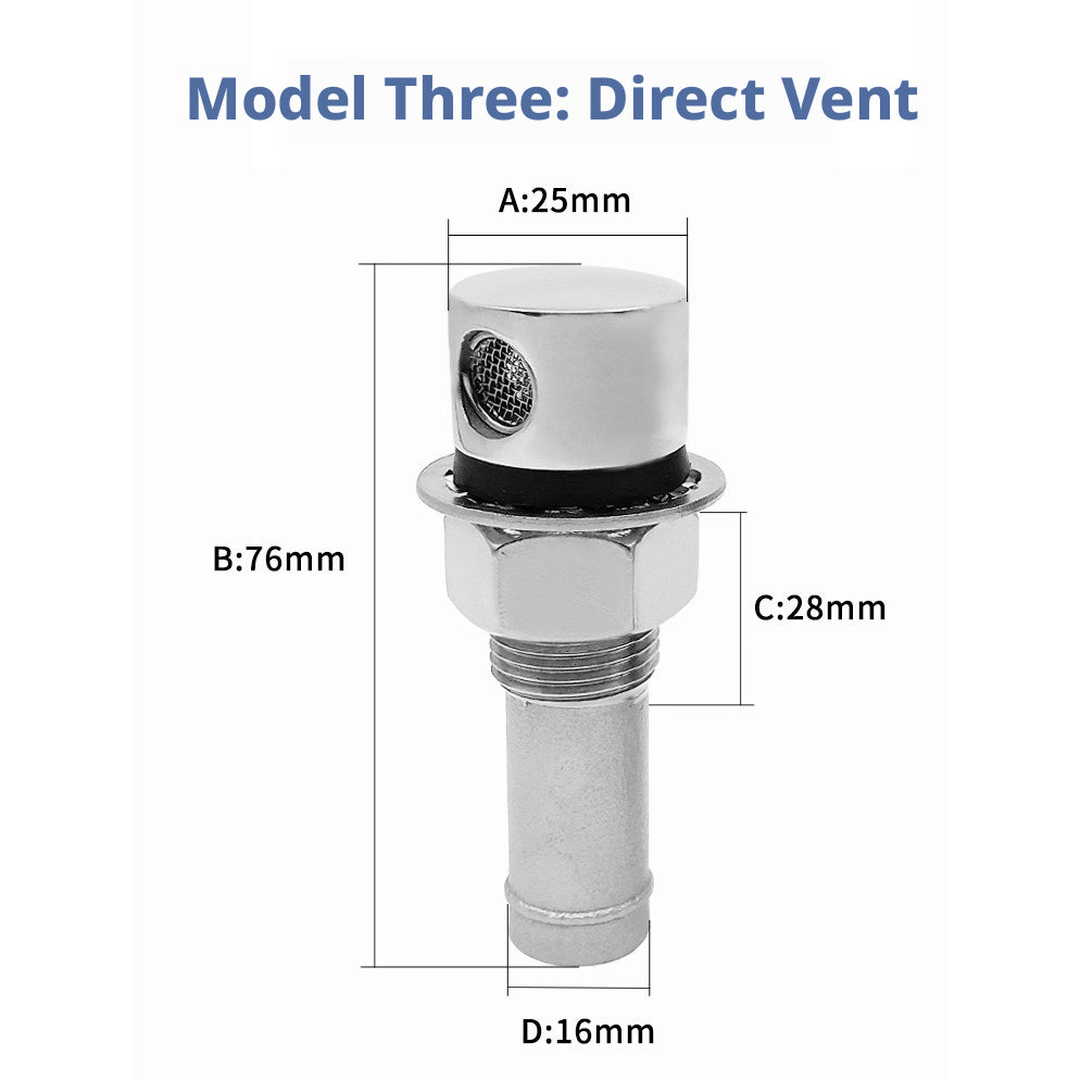 316 Stainless Steel Marine Tank Vent – Straight & 90° Elbow Fuel and Water Breather for Yachts, Speedboats & Docks