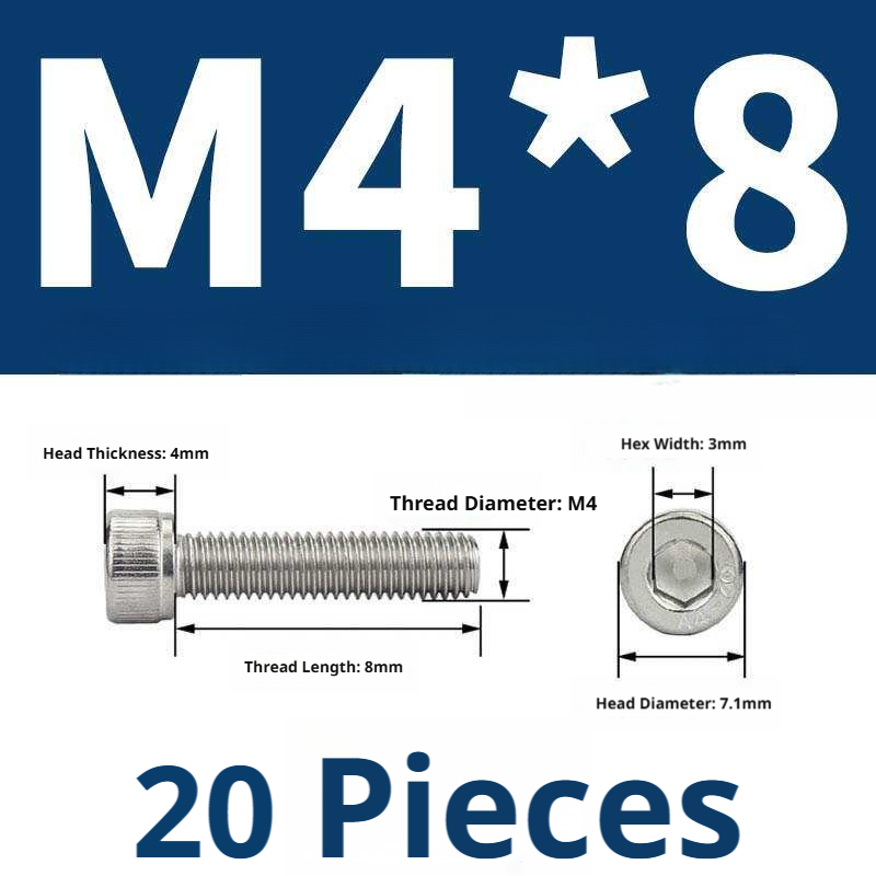 316 Stainless Steel Socket Head Cap Screws – Hex Allen Bolt, M2–M20, GB/T Standard, 4.8 Grade