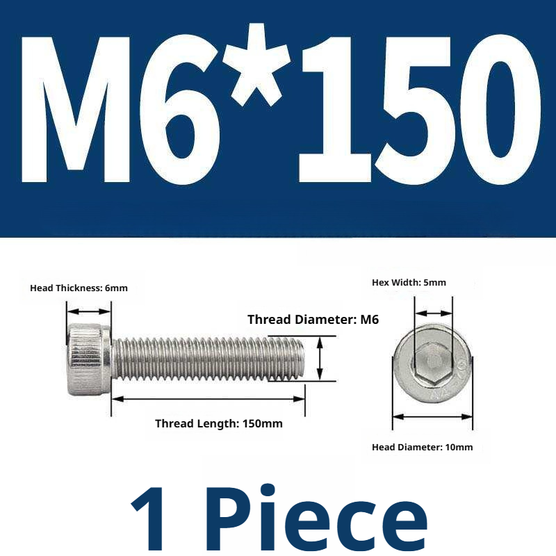 316 Stainless Steel Socket Head Cap Screws – Hex Allen Bolt, M2–M20, GB/T Standard, 4.8 Grade