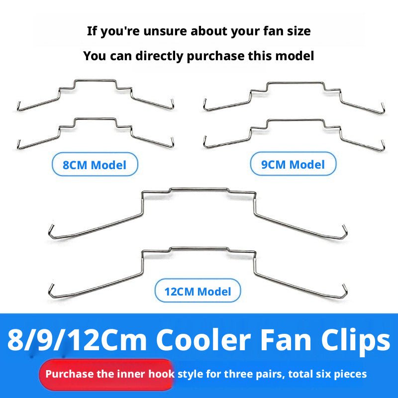 CPU Cooler Fan Wire Clips – Stainless Steel Retaining Hooks for 80mm, 90mm & 120mm Heatsink Fans | Inner & Outer Buckle Options | 5 Pairs Per Order - HomeDIYer