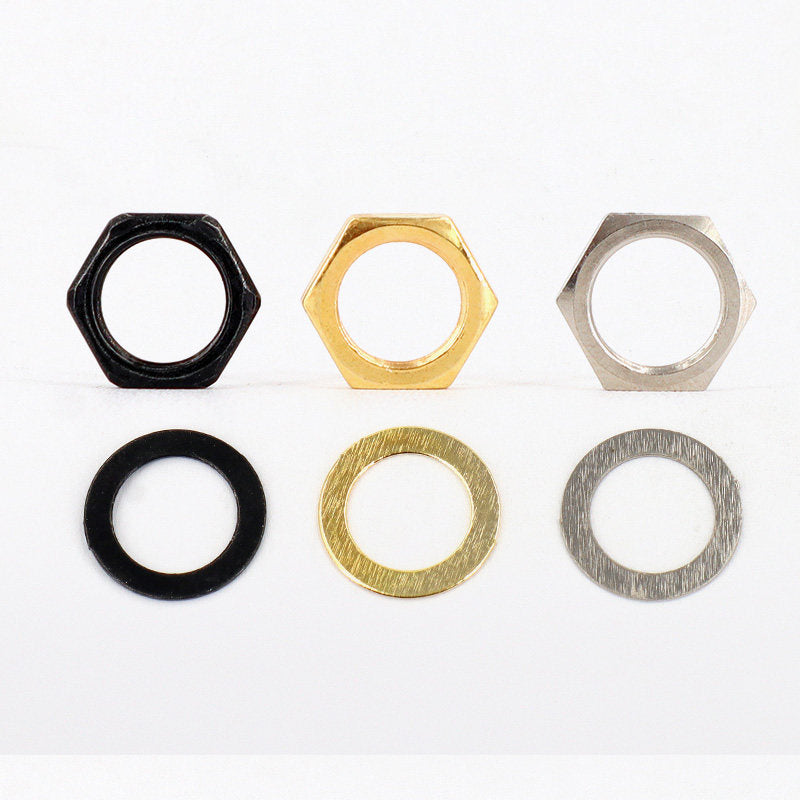 Electric Guitar Jack Nut & Washer Set – 6.35mm Output Socket Hardware (Metric + Imperial) – Silver/Black/Gold