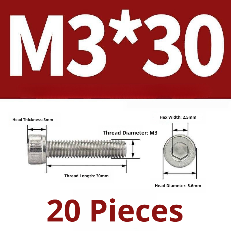 316 Stainless Steel Socket Head Cap Screws – Hex Allen Bolt, M2–M20, GB/T Standard, 4.8 Grade