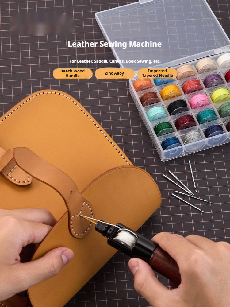 Leather Hand Sewing Tool – Hand Stitcher for Bags, Belts, Saddles (Lock Stitch) with 25 Color Waxed Thread