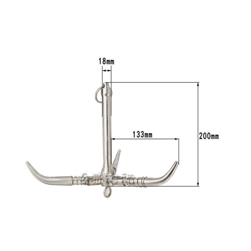 316 Stainless Steel Folding Marine Grappling Hook - 3 Prong Boat Anchor & Weed Hook for Yachts & Fishing Boats