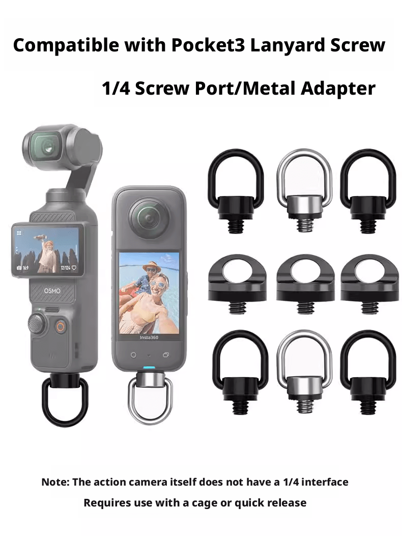 1/4" Camera Strap Screw Mount Adapter for DJI Pocket 3, Insta360 & Action Cameras - HomeDIYer