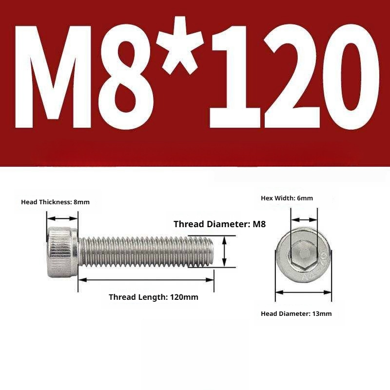 316 Stainless Steel Socket Head Cap Screws – Hex Allen Bolt, M2–M20, GB/T Standard, 4.8 Grade