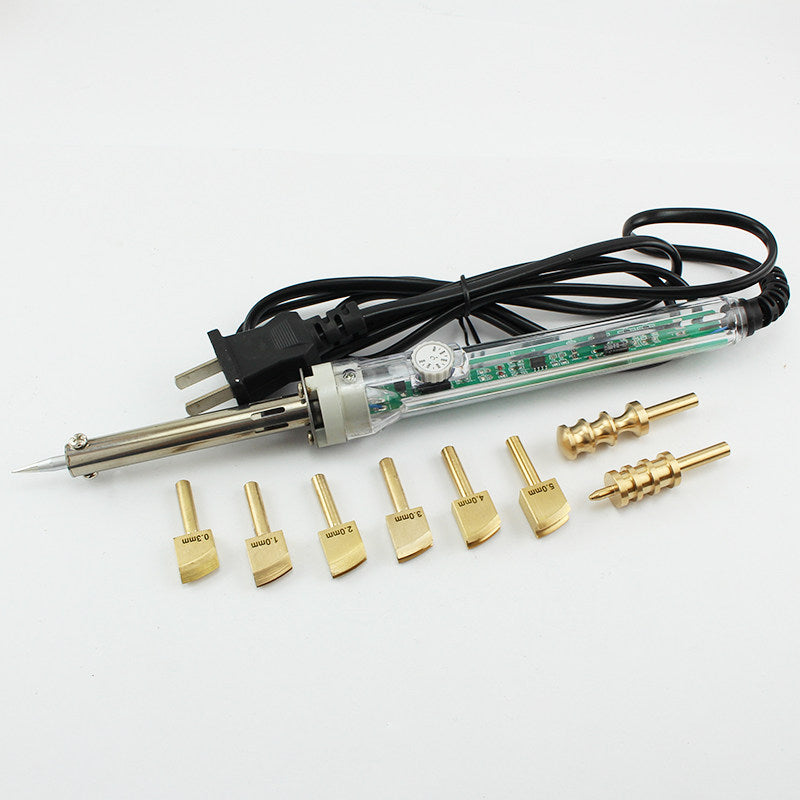 Adjustable Temperature Leather Edging Iron – Brass Tips for Edge Wax & Creasing (8 Heads Set)