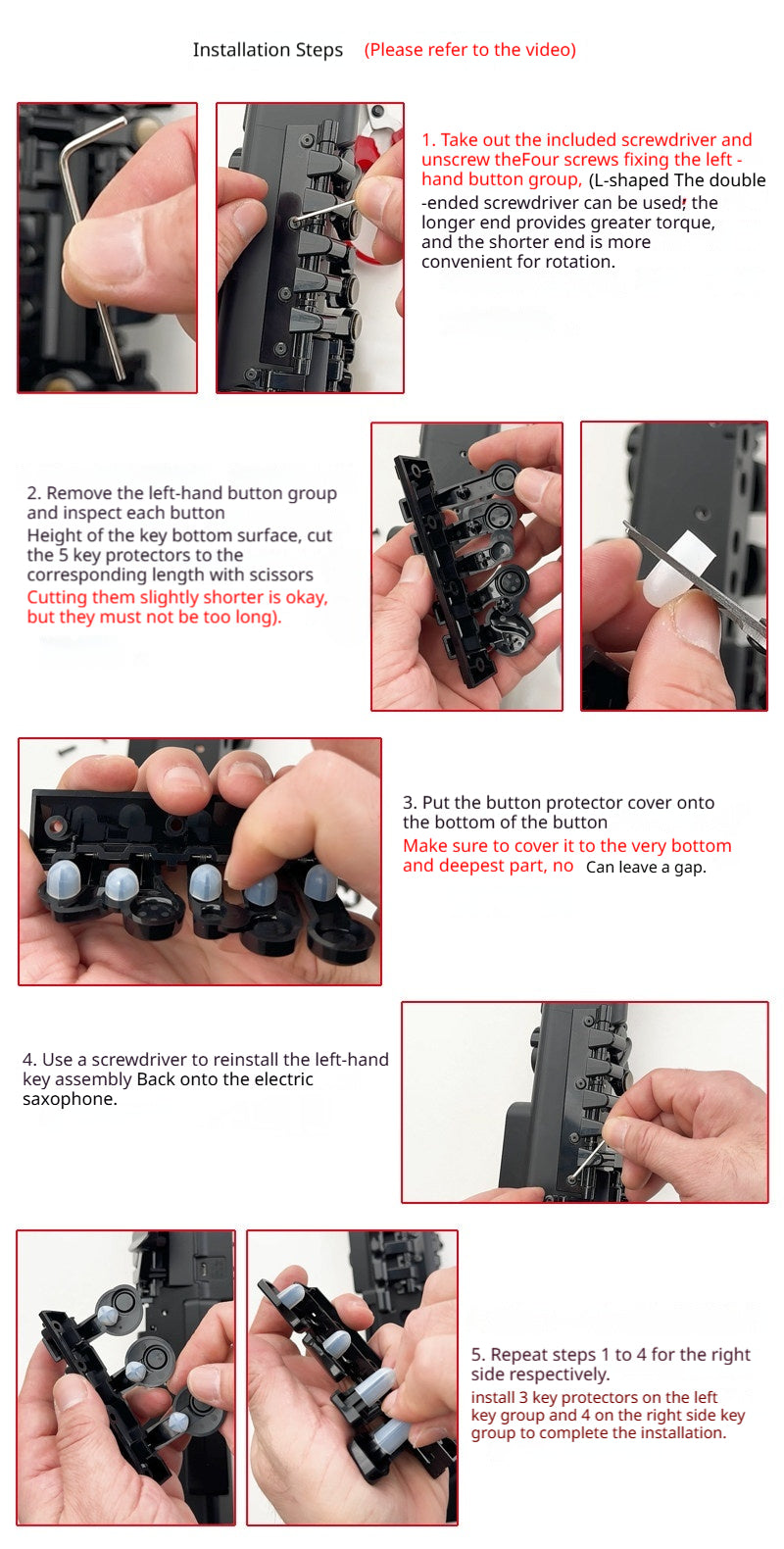 YDS Silicone Key Protector Set – 15pcs for Yamaha YDS-150/120/128C Electric Saxophone (Prevents Ribbon Cable Damage)