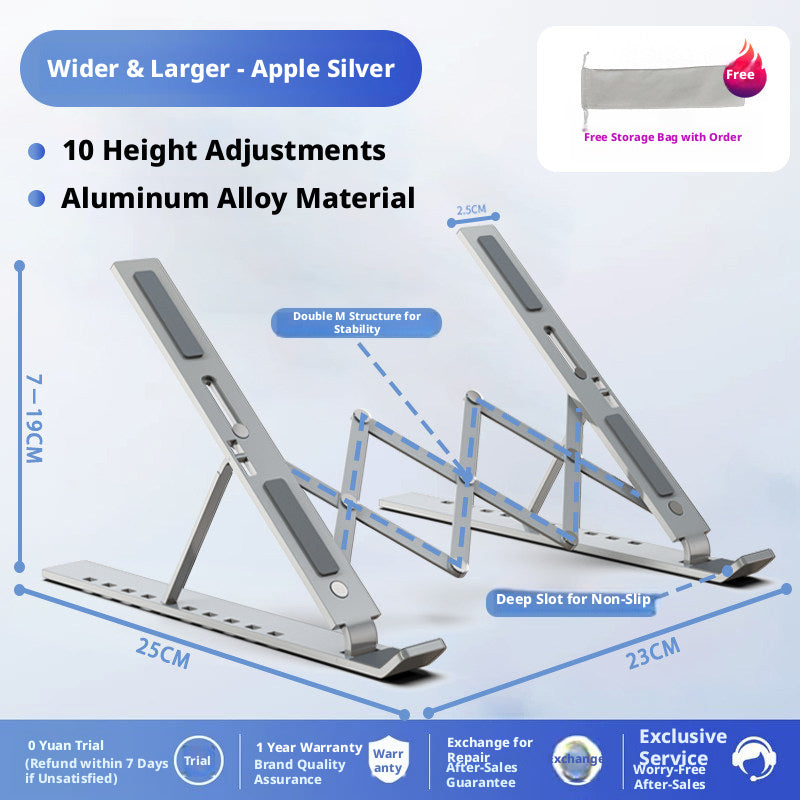 Aluminum Laptop Stand Foldable – 6-Level Height Adjustable Riser with Anti-Slip Silicone, Fits 10–17" Laptops, Compatible with MacBook, Dell, ASUS, HP