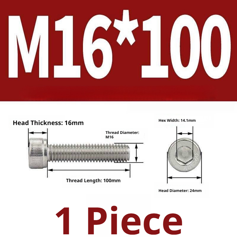 316 Stainless Steel Socket Head Cap Screws – Hex Allen Bolt, M2–M20, GB/T Standard, 4.8 Grade