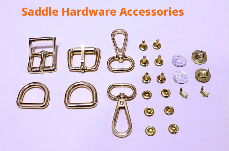 DIY Leather Bag Hardware Complete Set – Kelly, Cambridge, Saddle, Vegetable Basket + Shoulder Straps (Gold Chain & Fabric)