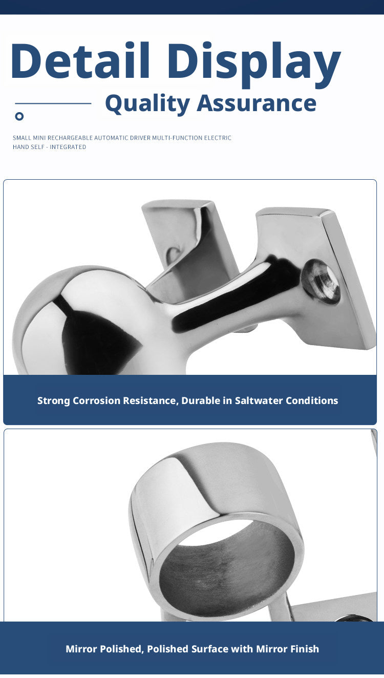Marine 316 Stainless Steel Boat Rail Stanchion Base - Front, Center & Rear Mounts for Yacht Handrails - 1 Inch Tube