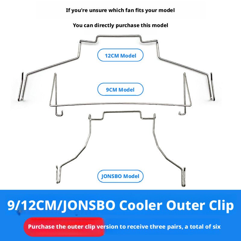 CPU Cooler Fan Wire Clips – Stainless Steel Retaining Hooks for 80mm, 90mm & 120mm Heatsink Fans | Inner & Outer Buckle Options | 5 Pairs Per Order - HomeDIYer